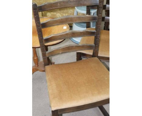 FOUR DINING CHAIRS
square with four rung ladder backs, each 91cm high