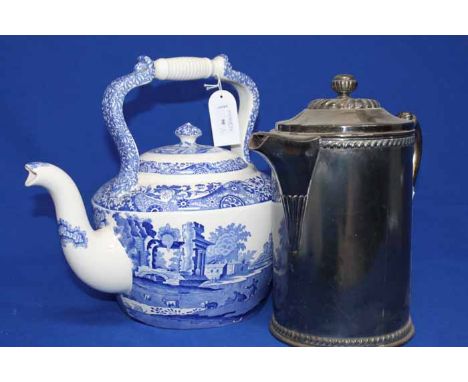 LARGE COPELAND SPODE TEA KETTLE
along with a silver plated large coffee pot (2)