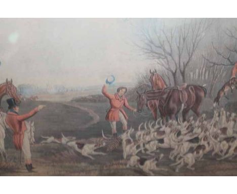 THREE LATE VICTORIAN HUNTING PRINTS
all in rosewood frames, along with a print of an interior scene (4)