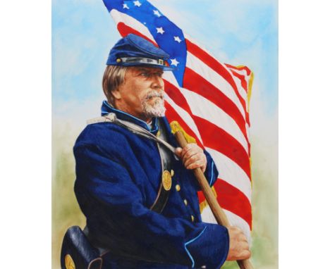 Chris Calle (American, B. 1961) "Shiloh" Signed lower right. Original Mixed Media on Illustration Board Painting. Provenance: