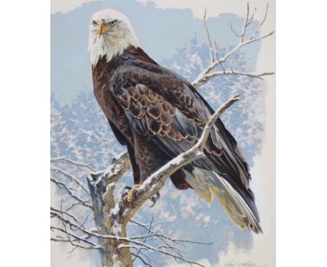 John Swatsley (American, B. 1937) "Bald Eagle" Signed lower right. Oil on Illustration Board. Provenance: Collection of James