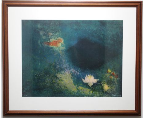 Lebadang (Vietnamese, 1922 - 2015) "Waterlilies" Colored Lithograph. Pencil signed lower right, numbered (EA) lower left. Ima