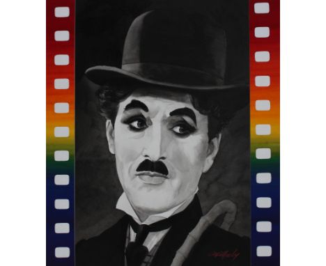 Tom McNeely (Canadian, B. 1935) "Charlie Chaplin" Signed and dated lower right. Original Watercolor. Provenance: Collection o