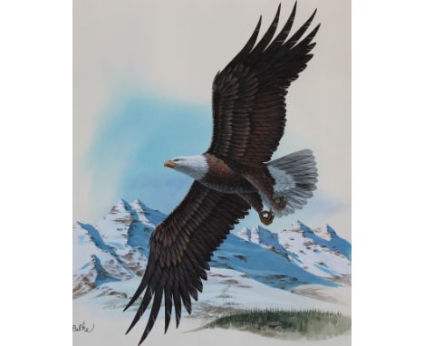 Don Balke (B. 1933) "Bald Eagle" Signed lower left. Original Watercolor. Provenance: Collection of James A. Helzer (1946-2008