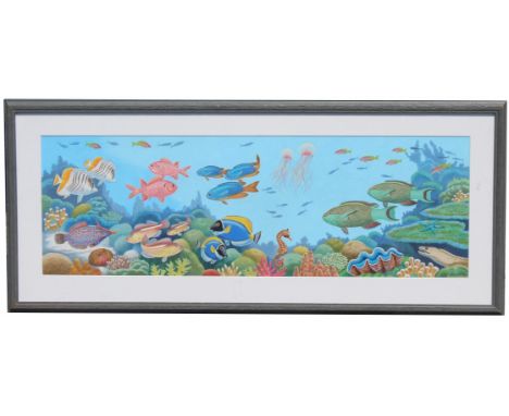 Lloyd Birmingham (Connecticut, Born 1924) "Reef Life" Watercolor painting. Signed lower right. Painting also comes with small