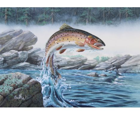 Don Balke (B. 1933) "1993 America's State Fish Stamp - Cutthroat Trout" Signed lower left. Original Watercolor on Illustratio