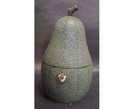 A Shagreen Style Tea Caddy in the form of a Pear, with key