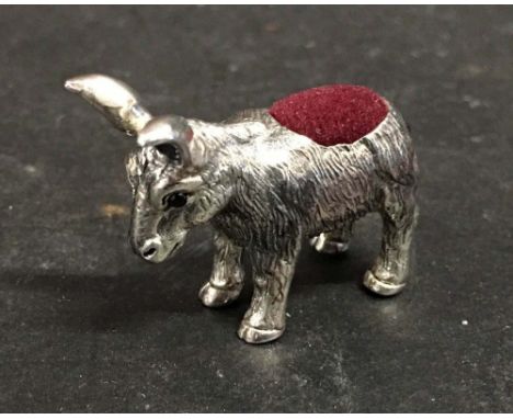 A Sterling Silver Pin Cushion in the form of a Donkey