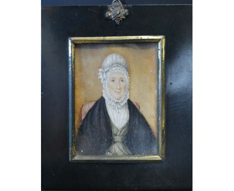 A 19th Century Portrait Miniature 'Half Length Portrait of a Lady in Period Dress', 16 x 14 cms