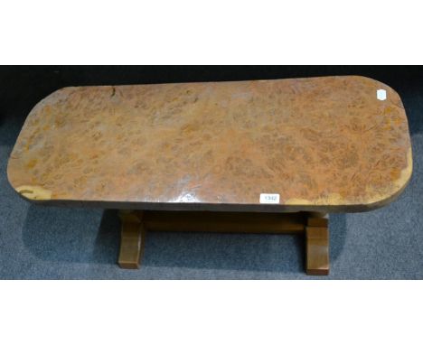 A Linden Hammell 'Cat &amp; Mouseman' burr oak coffee table