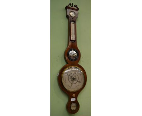 A mahogany wheel barometer, signed, I Castilioni, Guisbro