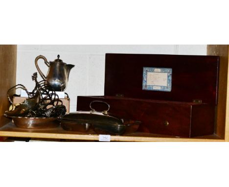 A cylinder music box playing eight airs, a small quantity of silver plate and a camera etc