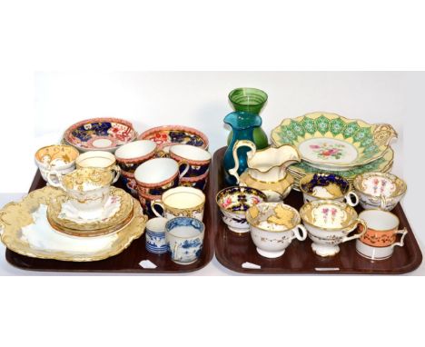 A set of six early 19th century Spode 'Dollar' pattern cups and saucers, a 19th century hand painted Copeland dessert service