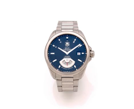 TAG HEUERGRAND CARRERA CALIBRE 6Montre bracelet en acier. BOITIER : rond. Couronne et fond vissés saphir. CADRAN : noir avec 