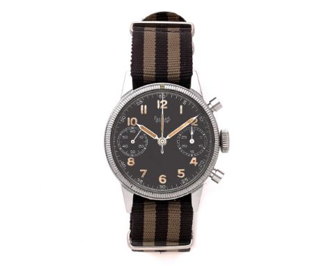 HANHARTCHRONOGRAPHE. REF. 417. "STEEVE MC QUEEN".ANNEES 50Montre bracelet de l'Armée de l'Air Allemande en laiton chromé mat 