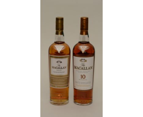 The Macallan 10 year old Highland single malt scotch whisky, matured in sherry oak casks, 40% vol, 700ml, boxed, also with Ma
