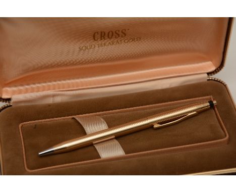A 14ct gold Cross rollerball pen, stamped 585 to top, in original fitted velvet box and outer plastic box