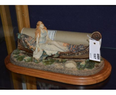 A Soli Deo Orkney limited edition ceramic figure of 'The Lady of Shalott' 6/5000, on walnut stand, with certificate of authen