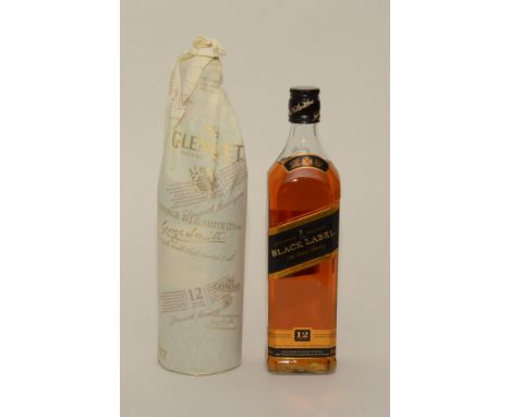 The Glenlivet 12 year old single malt scotch whisky, 70cl, 40% vol, boxed, also with Johnnie Walker Black Label 12 years old 