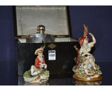 A mixed lot of collectables, comprising of two Continental porcelain figures, N-stamp to base possibly for Naples, also with 