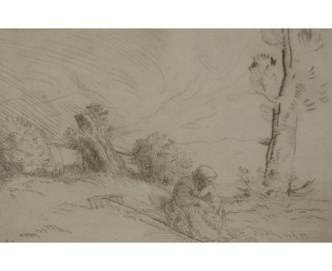 Alphonse Legros (1837-1911)
'Peasant Seated in a Hay Field'
Etching, initialed in plate and signed bottom right, 12.5 x 17.5c