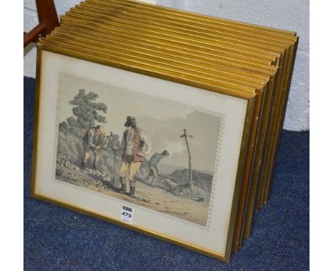 A set of 15 coloured engravings of everyday workings scenes, engraved by E Kaufmann, Lahr, Baden, published by Richard Jackso