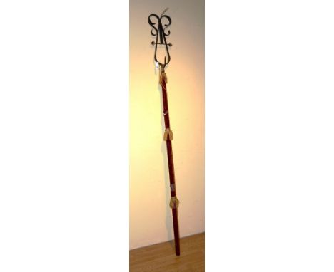 A reproduction medieval weapon, with velour upholstered pole and metal fork, approx 245cm high