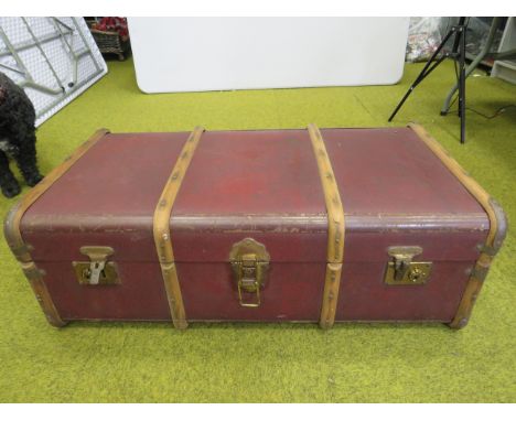 Large vintage travel trunk, 37" by 19" by 12.5".