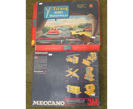Vintage Triang Minic Motorways and a Meccano motorised set.
