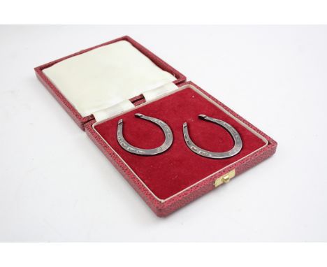 2 x Vintage Hallmarked 1960 Sheffield STERLING SILVER Horse Shoes (45g) 630643