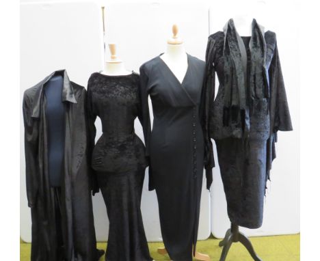 3 Gothic Dresses and a Cloak. Sizes 8 to 12.