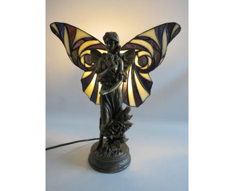 Crosa art deco style fairy figural lamp. ( Repair to wings). Approx 15 inches tall.