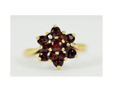 9ct Gold Garnet Cluster ring 2.4g&nbsp; 740052