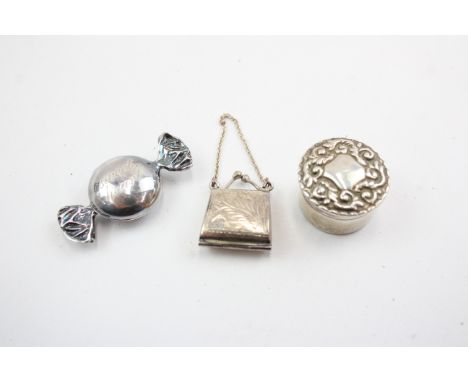 3 x Assorted Vintage Hallmarked .925 STERLING SILVER Trinket Boxes (21g) 630680