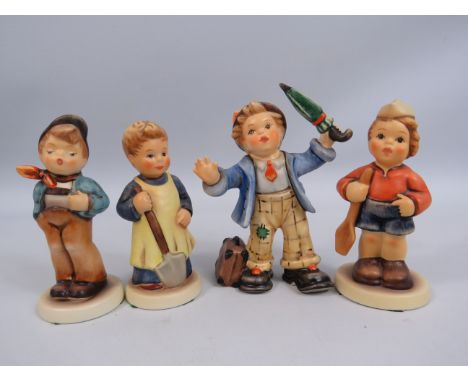 4 Goebel Hummel exclusive edition/membership figurines "Circus Act", "First Mate", "Garden Treasures" and "Lucky fellow". All