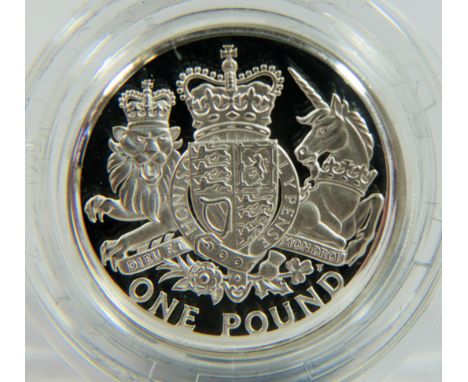 Royal Mint 2015 UK .925 Silver Piedfort Proof One Pound Coin 'The Royal Arms'  Ltd Edition 406 of just 2,000 Coins  With plus