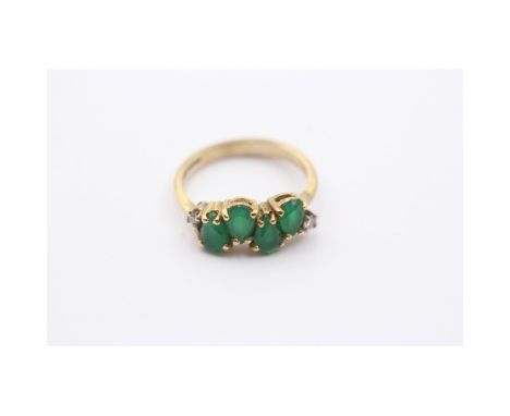 9ct Gold Diamond and Green paste ring 3.5g  743275