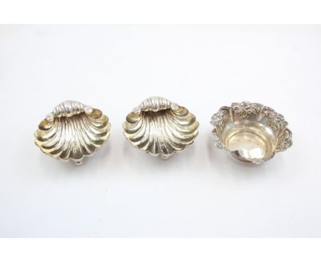 3 x Antique / Vintage .925 STERLING SILVER Condiment / Salt Dishes (30g) 666986