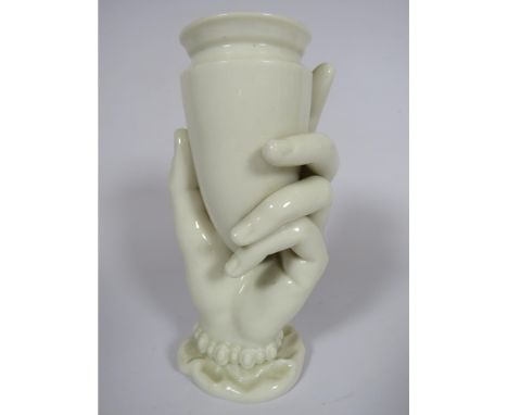 Antique Royal Worcester Mrs Hadleys Hand vase designed by James Hadley. 6" tall. Slight damage to the bottom of the vase bowl