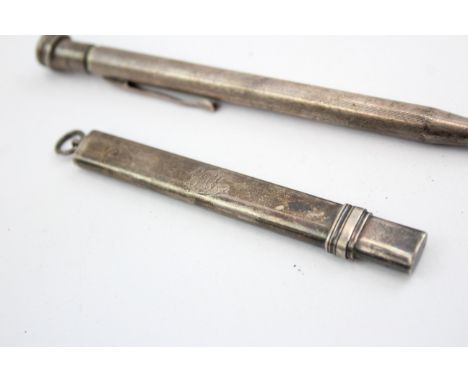 2 x Antique / Vintage Stamped .925 STERLING SILVER Pencils Inc Propelling 31g 667022