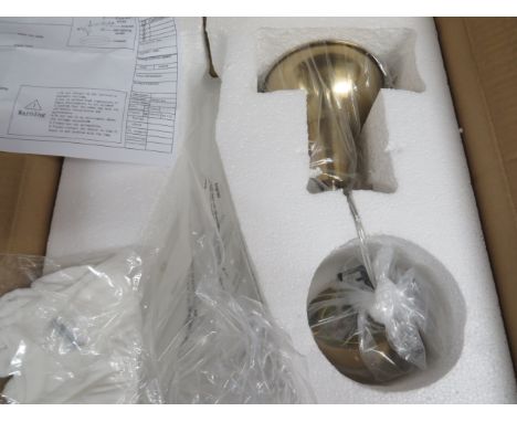 Modern and Stylish Metal and Glass Ceiling pendant lamp.   In original box and completely as new.   See photos.   S2