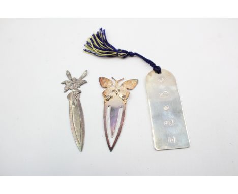 3 x Assorted Hallmarked .925 STERLING SILVER Bookmarks Inc Vintage, Novelty 37g 667028