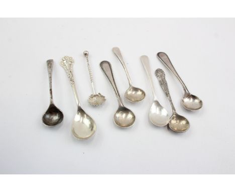 8 x Antique / Vintage Hallmarked .925 STERLING SILVER Condiment Spoons (31g) 667011
