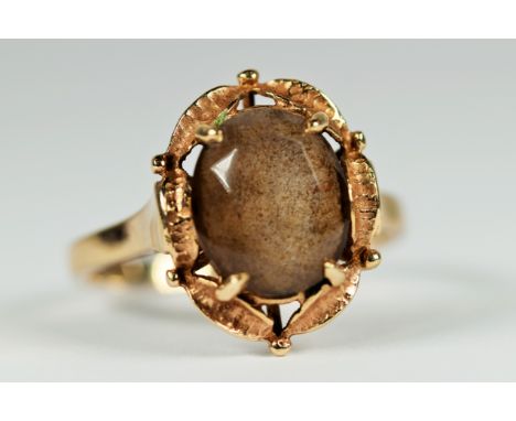 9ct Yellow gold ring set with a large 12 x 12mm  Smokey Quartz.  Finger size 'Y-5'   4.6g