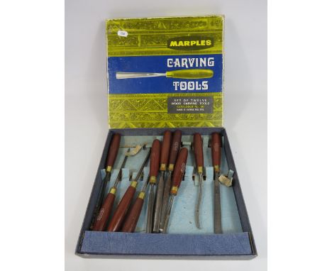 Set of  10 Marples wood carving tools.
