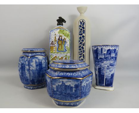 Mixed ceramic to include Ringtons, Chimnazzo Italian abstract vase and a faience style bottle.