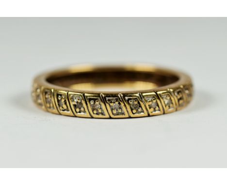 9ct gold diamond grain set eternity band ring (2.5g)     2041038