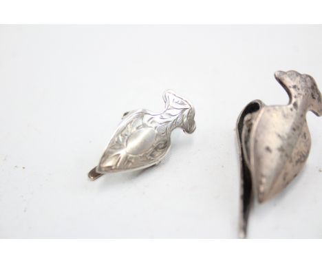 2 x Antique / Vintage Hallmarked .925 STERLING SILVER Napkin Clips (13g) 630642