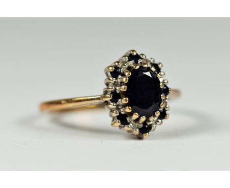 9ct gold sapphire &amp; diamond cluster dress ring (2.1g) 2030356