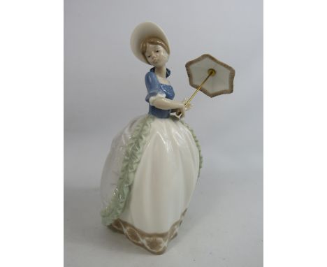 Nao figurine of a lady with a Parasol. Approx 9" tall.